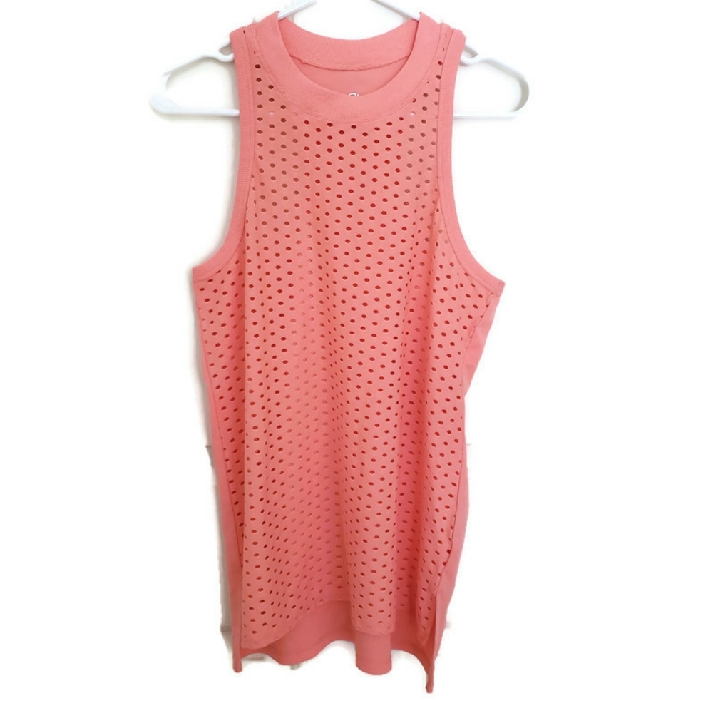 MPG Relaxed Mesh Front Tank Top Coral Racerback Tank Top Coral Size Small